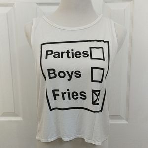 H&M Divided White Crop Top, Fries Before Boys Size S